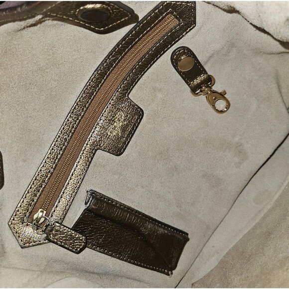 Anya Hindmarch -RARE- WHAM Brown Canvas & Metallic Bronze Leather Tote Bag VGUC - Picture 11 of 12